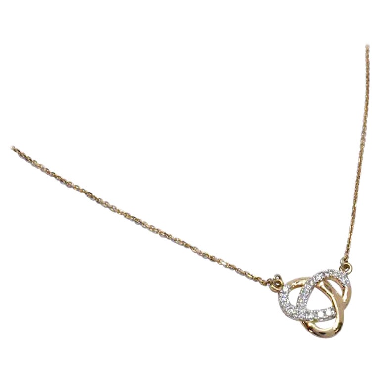 14k Gold Diamond Love Knot Necklace Bride Necklace