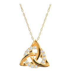 Collier pendentif nœud celtique en or massif 18k avec diamants Collier minimaliste avec diamants
