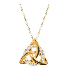 14k Solid Gold Diamond Celtic Knot Pendant Necklace Minimalist Diamond Necklace