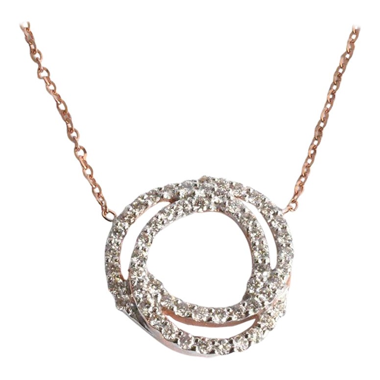 18k Gold Love Knot Diamond Pendant Necklace Diamond Love Necklace For Sale