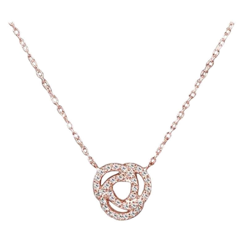 18k Gold Love Knot Diamond Pendant Necklace Infinity Knot Pendant Necklace