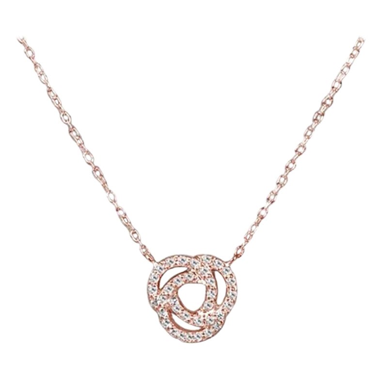 Collier pendentif nœud d'amour en or 14 carats avec pendentif en diamants
