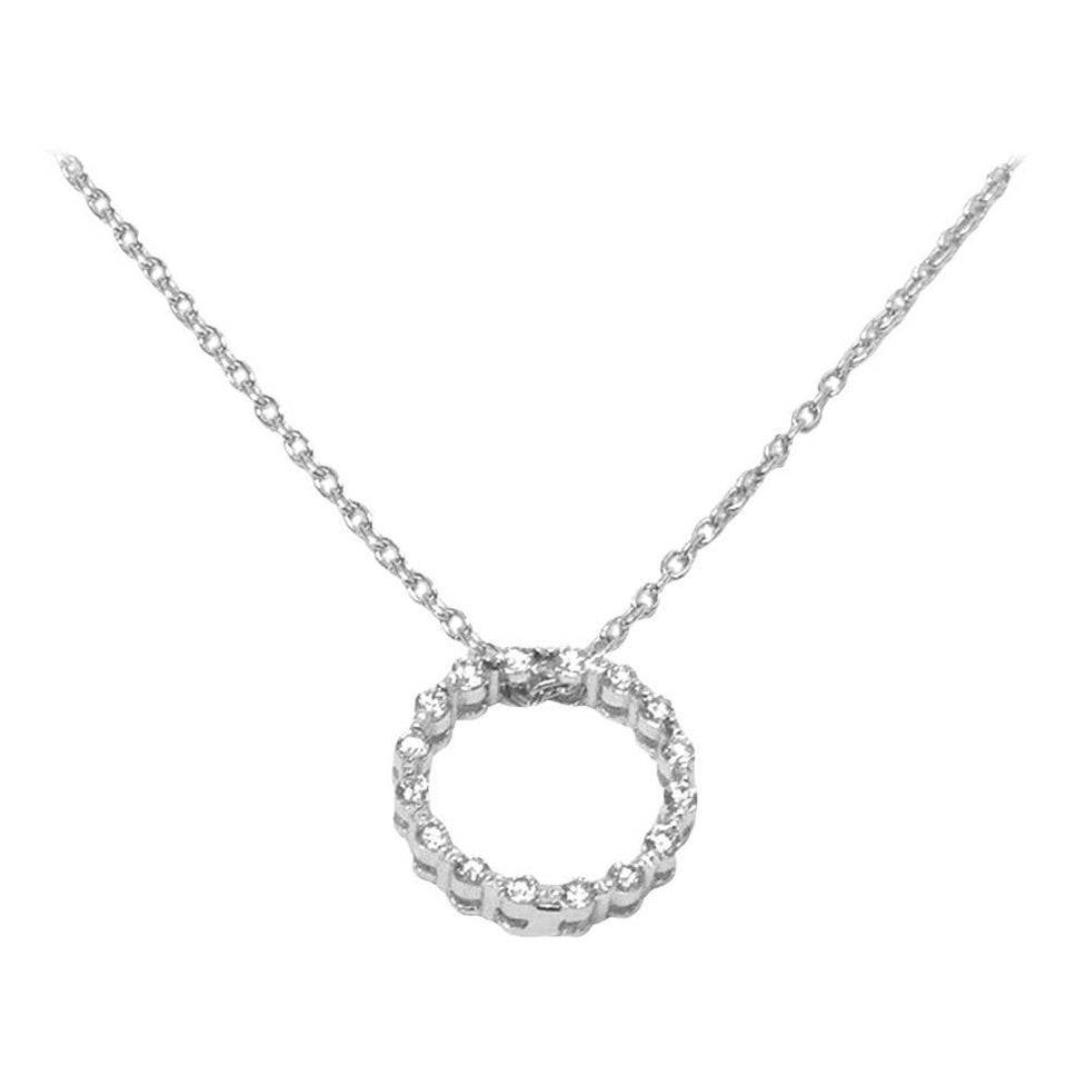 18k Gold Diamond Circle Necklace Diamond Karma Necklace Circle Pendant For Sale