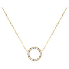 18k Gold Diamond Circle Necklace Layering Necklace