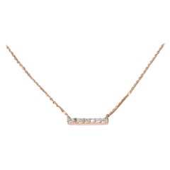 18k Gold Diamond Bar Necklace Micro Pave Diamond Bar Necklace Pendant