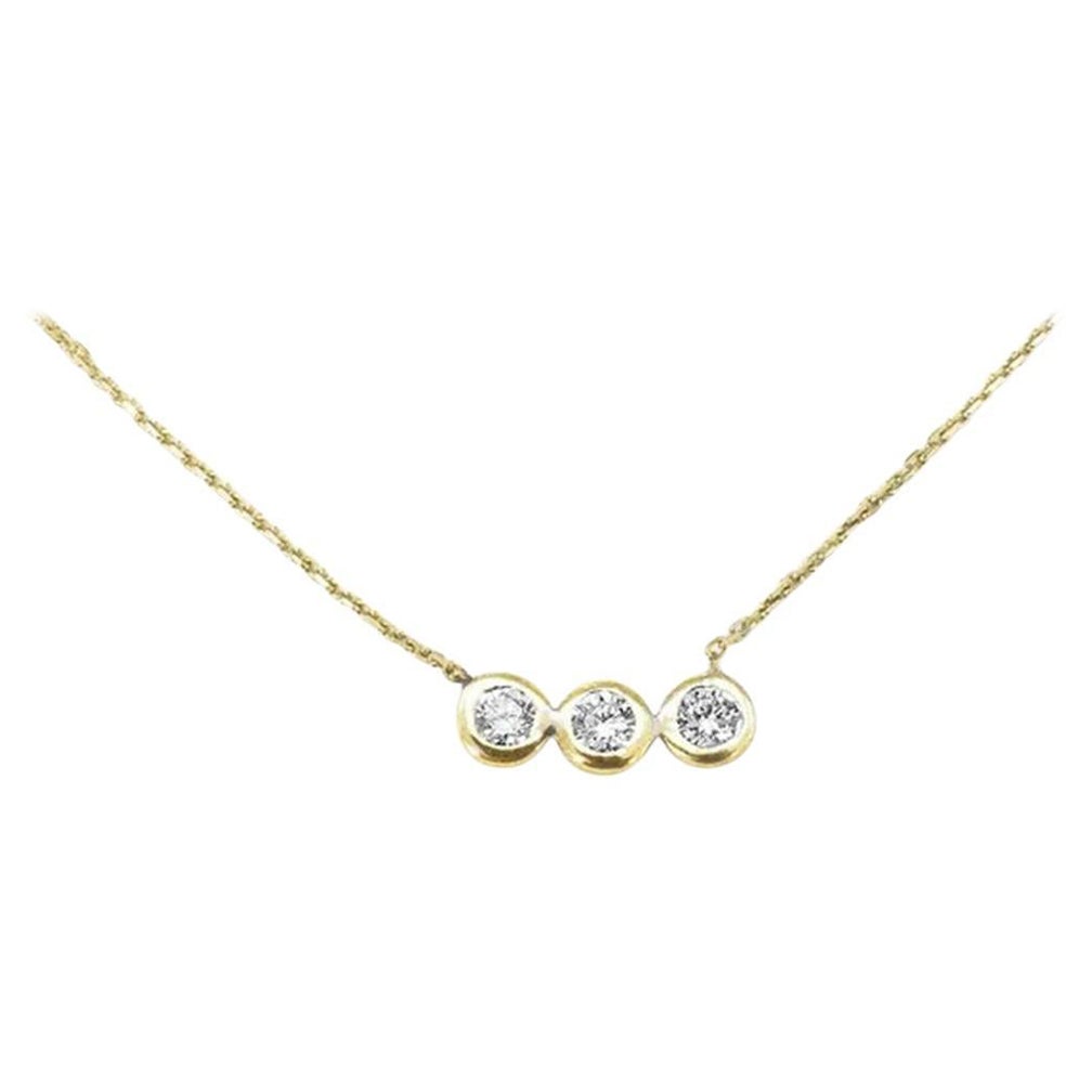 18k Gold Diamond Bezel Necklace Diamond Bar Necklace Layered Jewelry