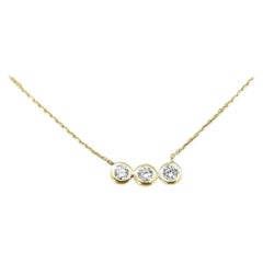 Used 14k Gold Diamond Bezel Necklace Diamond Bar Necklace Layered Jewelry