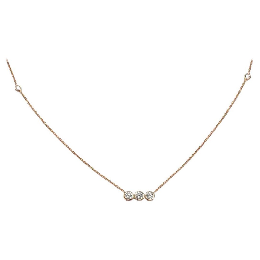 18k Gold Diamond Bezel Necklace Diamond Bar Necklace