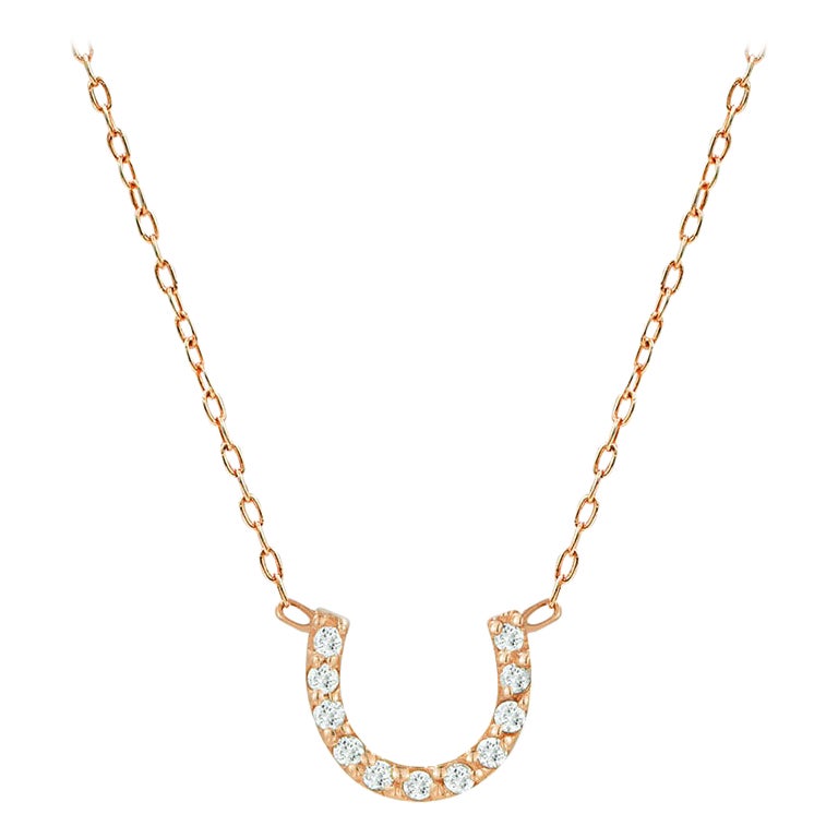 Collar de diamantes en forma de herradura de oro de 18 quilates Collar delgado en forma de U