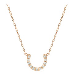 18k Gold Dainty Horseshoe Diamond Necklace Slim U Shape Necklace