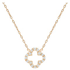 14k Gold Diamond Clover Necklace Minimalist Lucky Clover Necklace