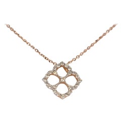 18 Karat Gold Diamant Kleeblatt-Halskette Einfache minimalistische Halskette