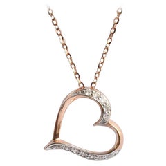 14k Gold Diamond Heart Pendant Necklace Valentine Jewelry