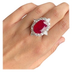 Anello cocktail con diamanti e Mozambico certificato da 14,46 carati