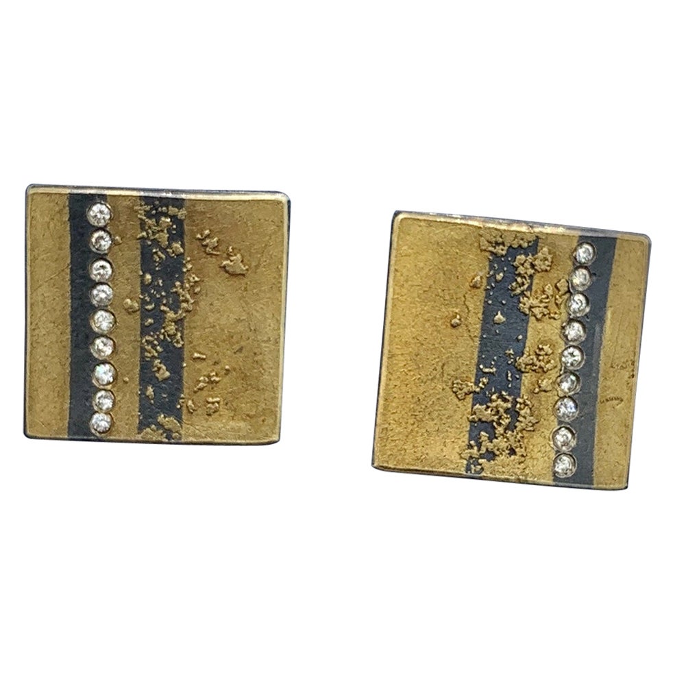 Michael Zobel Atelier Zobel Diamond Earrings 24 Karat Gold Silver Modern Art For Sale