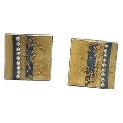 Michael Zobel Atelier Zobel Diamond Earrings 24 Karat Gold Silver Modern Art