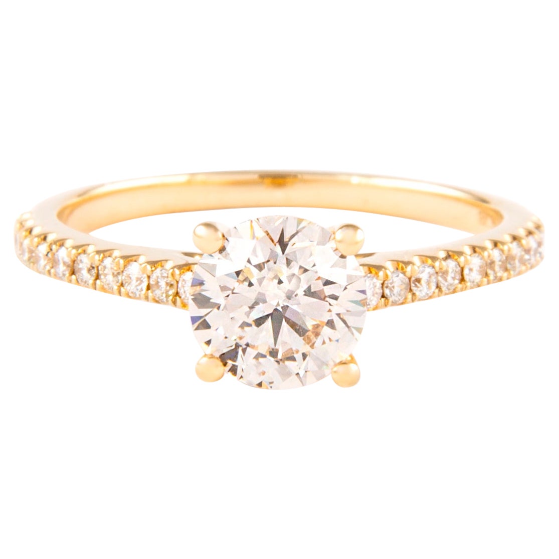 1.03 Carat Round Brilliant Diamond Ring 18 Karat Yellow Gold For Sale