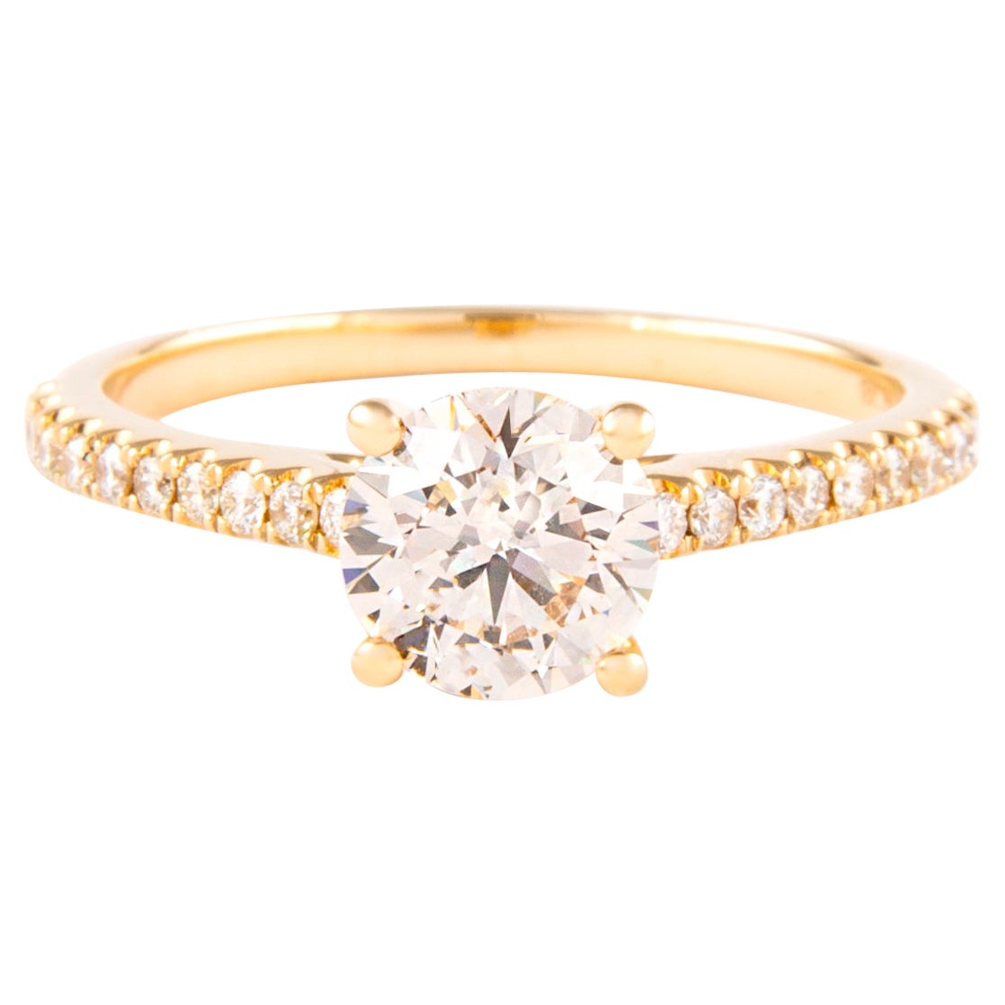 Bague en or jaune 18 carats avec diamants ronds et brillants de 1,03 carat