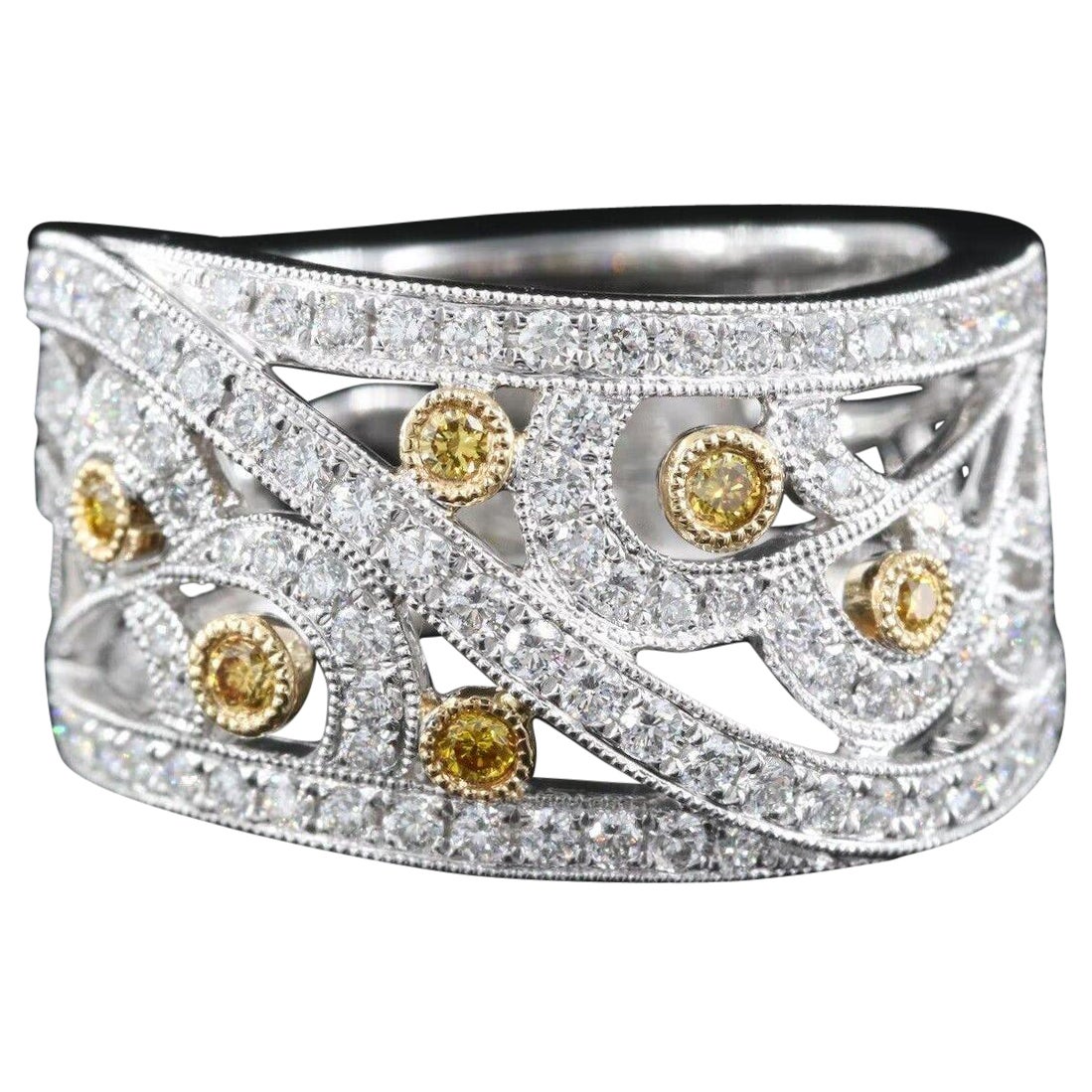 $9500 / New / Jye’s Designer 1.03 Ct Diamond Ring / 18K White Gold / Super Fancy For Sale