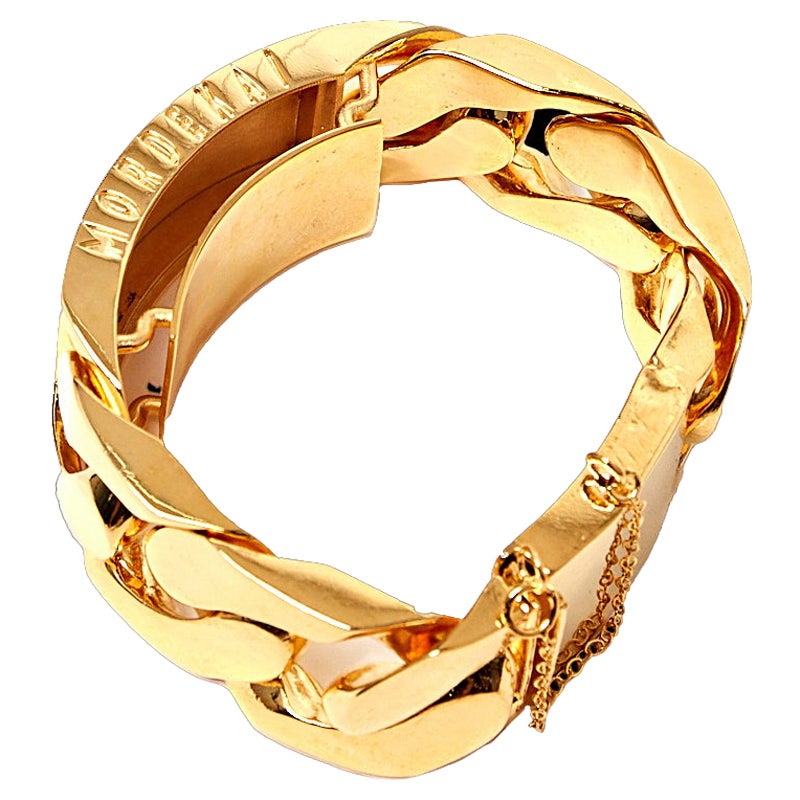 Kuban Chain Raised-ID Bracelet 'White Gold' For Sale