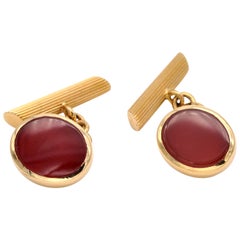 18 Karat Gold and Carnelian Cufflinks