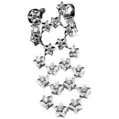 Vintage Chanel Comete Diamond Star Motif Gold Drop Earrings