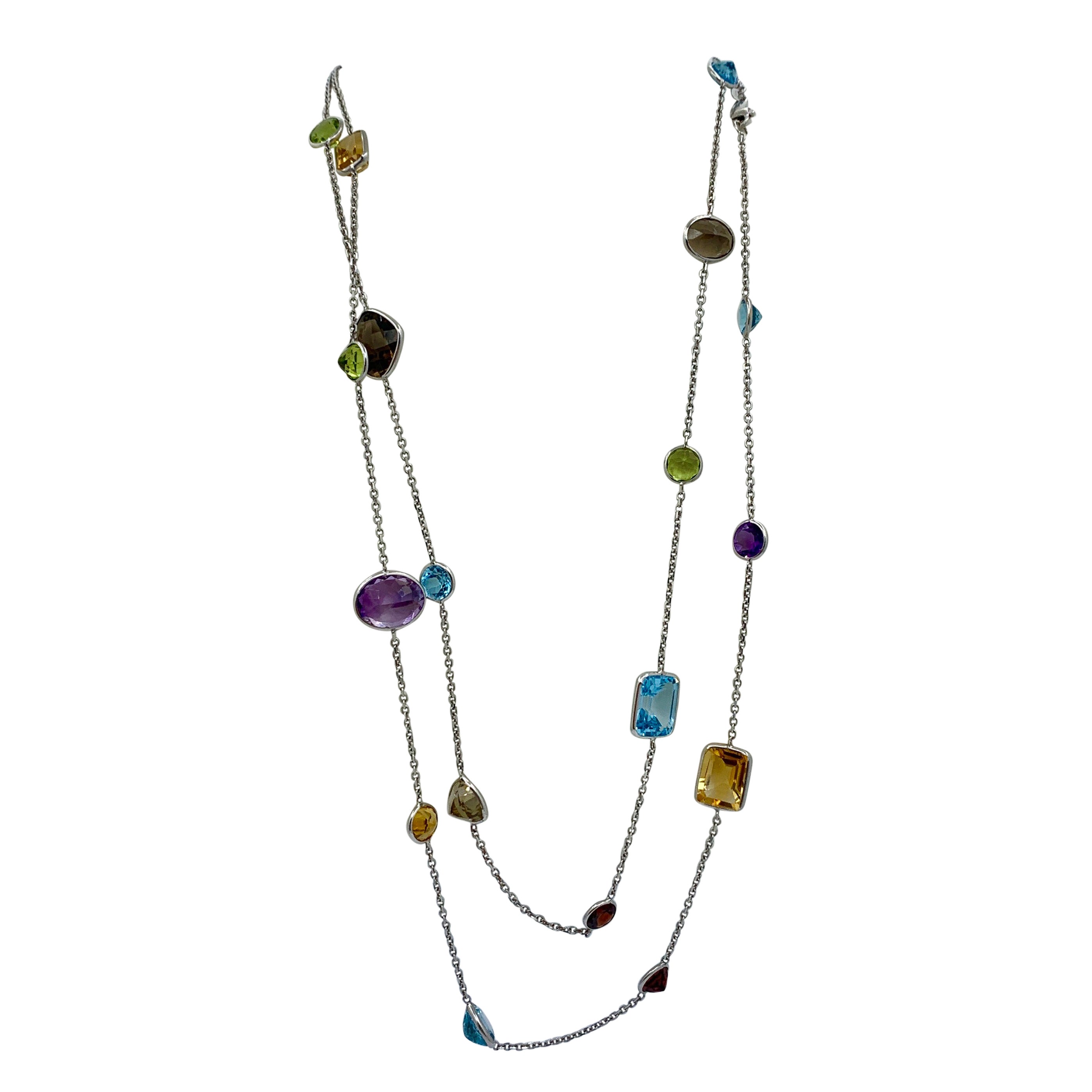 Gold Convertible Multi Stone Bracelet/ Necklace Set at 1stDibs