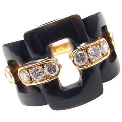 Van Cleef & Arpels Black Onyx Diamond Gold Ring 2