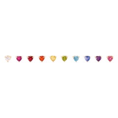 Rainbow Heart Stud Earrings 'Single Earring, Diamond'