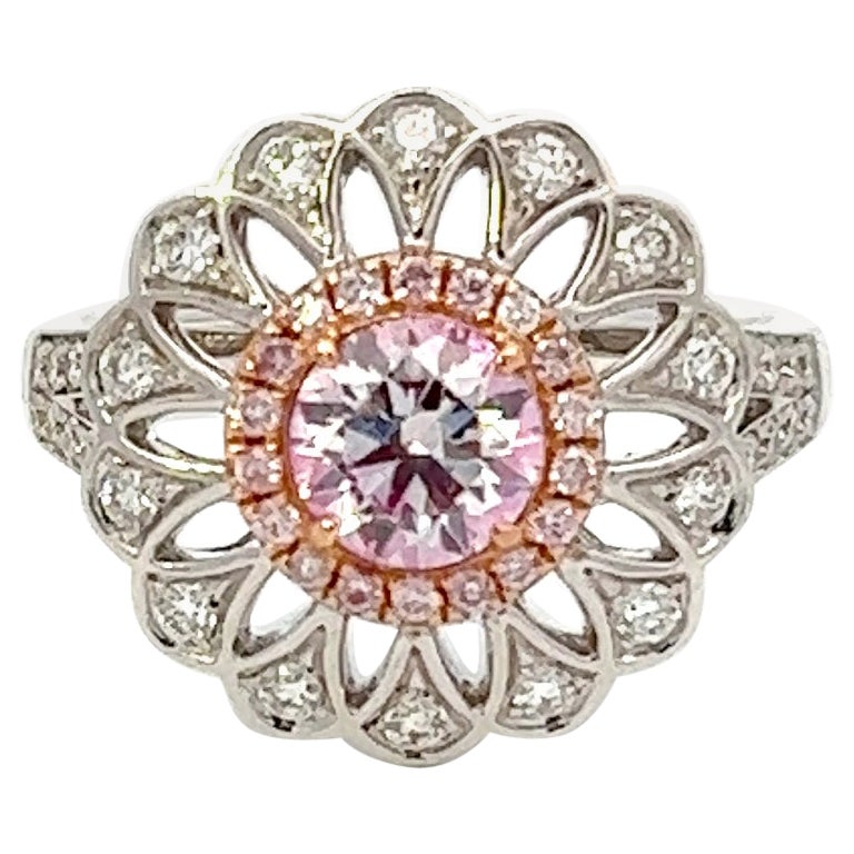 GIA Certified 0.72 Carat Pink Diamond Ring For Sale