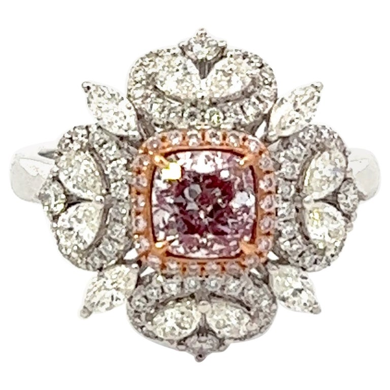 GIA Certified 0.84 Carat Pink Diamond Ring For Sale