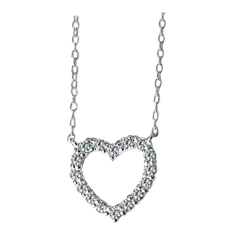 18k Gold Heart Shaped Diamond Necklace Heart Necklace For Sale