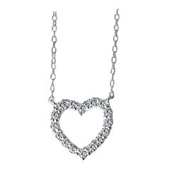 14k Gold Heart Shaped Diamond Necklace Heart Necklace