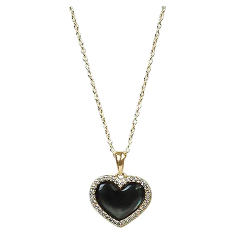 10k Gold Gemstone Heart Necklace, Gemstone Options For Sale at 1stDibs