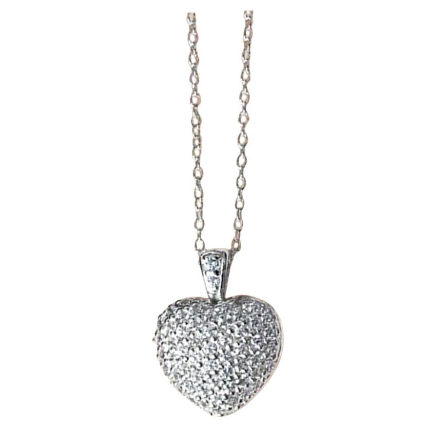 Collier pendentif cœur en or 14 carats avec diamants en forme de cœur