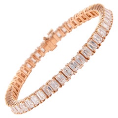 Alexander 9.94 Carat Emerald Cut "6.25in" Diamond Tennis Bracelet 18k Rose Gold
