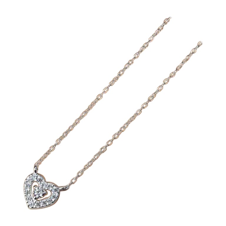 14k Gold Heart Shaped Diamond Necklace For Sale