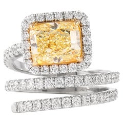 Alexander GIA Certified 2.17ct Fancy Yellow Diamonds Pave Wrap Ring 18k Two Tone