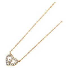 Collier en or 14 carats avec diamants en forme de cœur