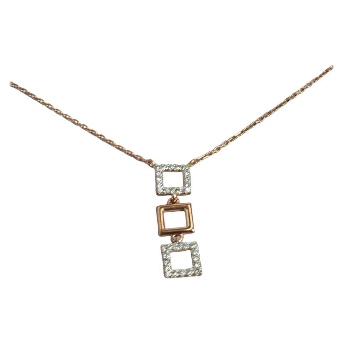 18k Gold Square Drop Necklace Minimal Necklace Layering Necklace Jewelry For Sale