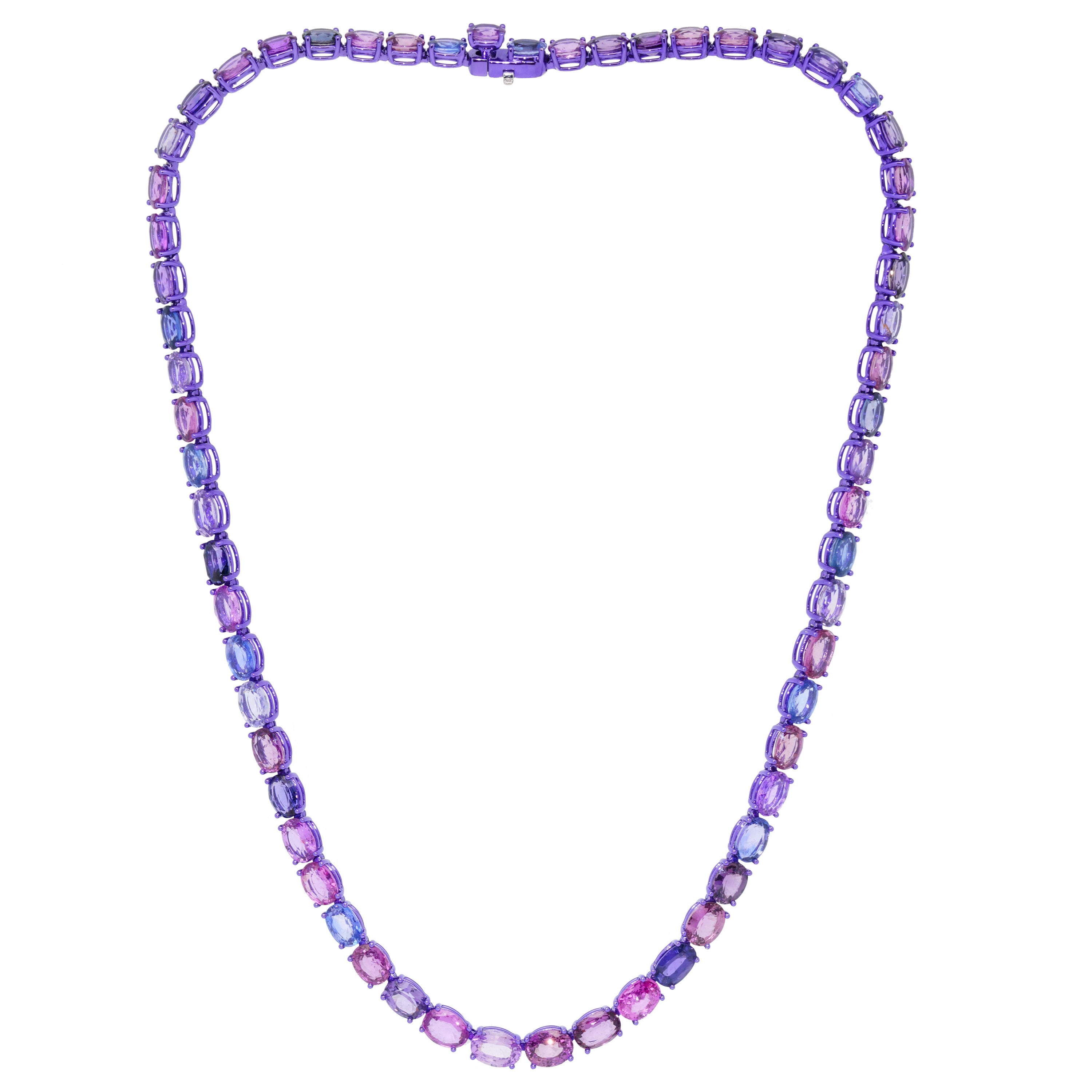 Mixed-Color Sapphire Eternity Necklace, 18K Gold, Austy Lee