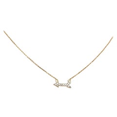 18k Gold Arrow Gold Diamond Necklace with Thin Chain Bridal Necklace