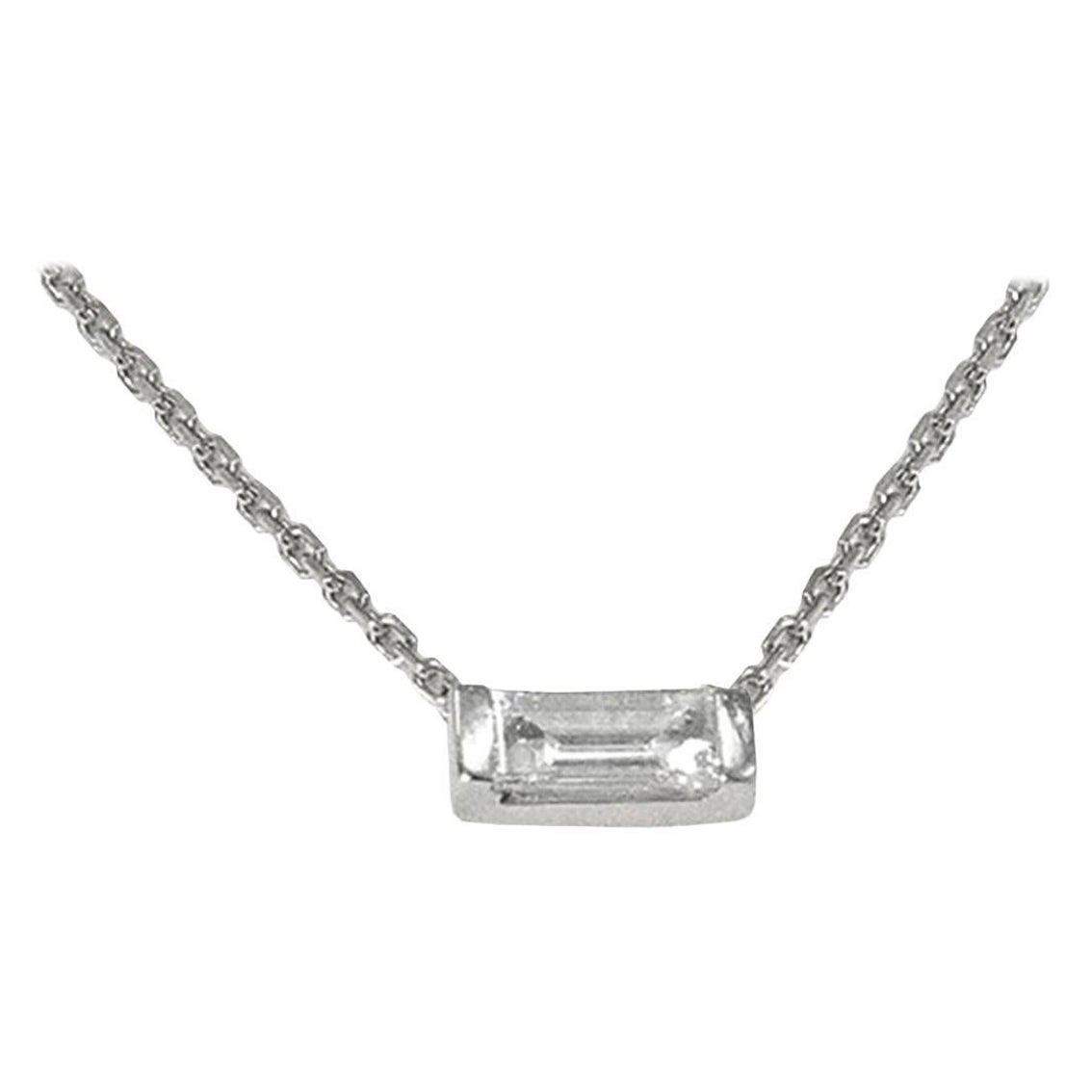 18k Gold Baguette Diamond Necklace Minimalist Diamond Necklace For Sale