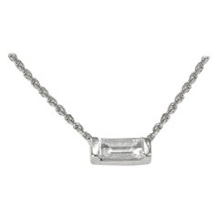 Used 18k Gold Baguette Diamond Necklace Minimalist Diamond Necklace