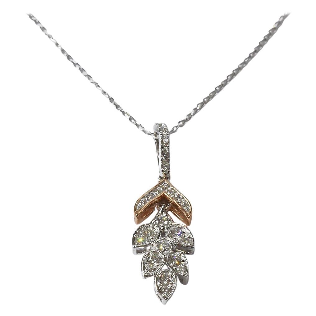 18k Gold Diamond Leaf Necklace Bridal Necklace