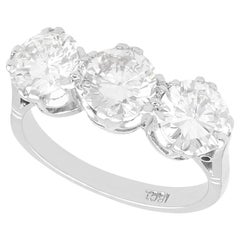 Vintage 3.30Ct Diamond and 18k White Gold Trilogy Ring Circa 1950