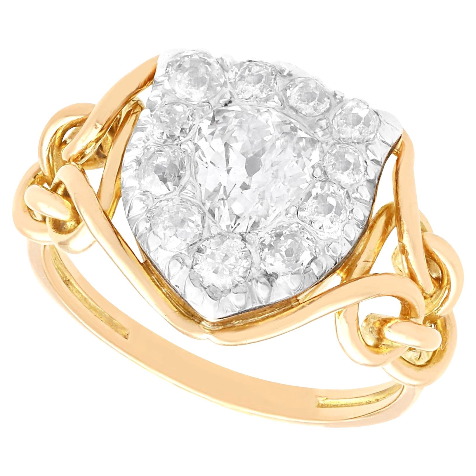 Antique 2.05 Carat Diamond and Yellow Gold Dress Ring  For Sale