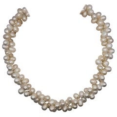 Dual Twisted Freshwater Cultured Baroque White Pearl Necklace