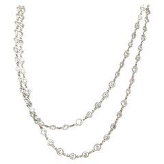 Platinum Handmade 24.72 Carat Long Diamond by the Yard Necklace