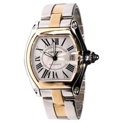 Cartier Two-Tone 18 Karat Gold and Stainless Roadster Large Size Mens Watch 2510
